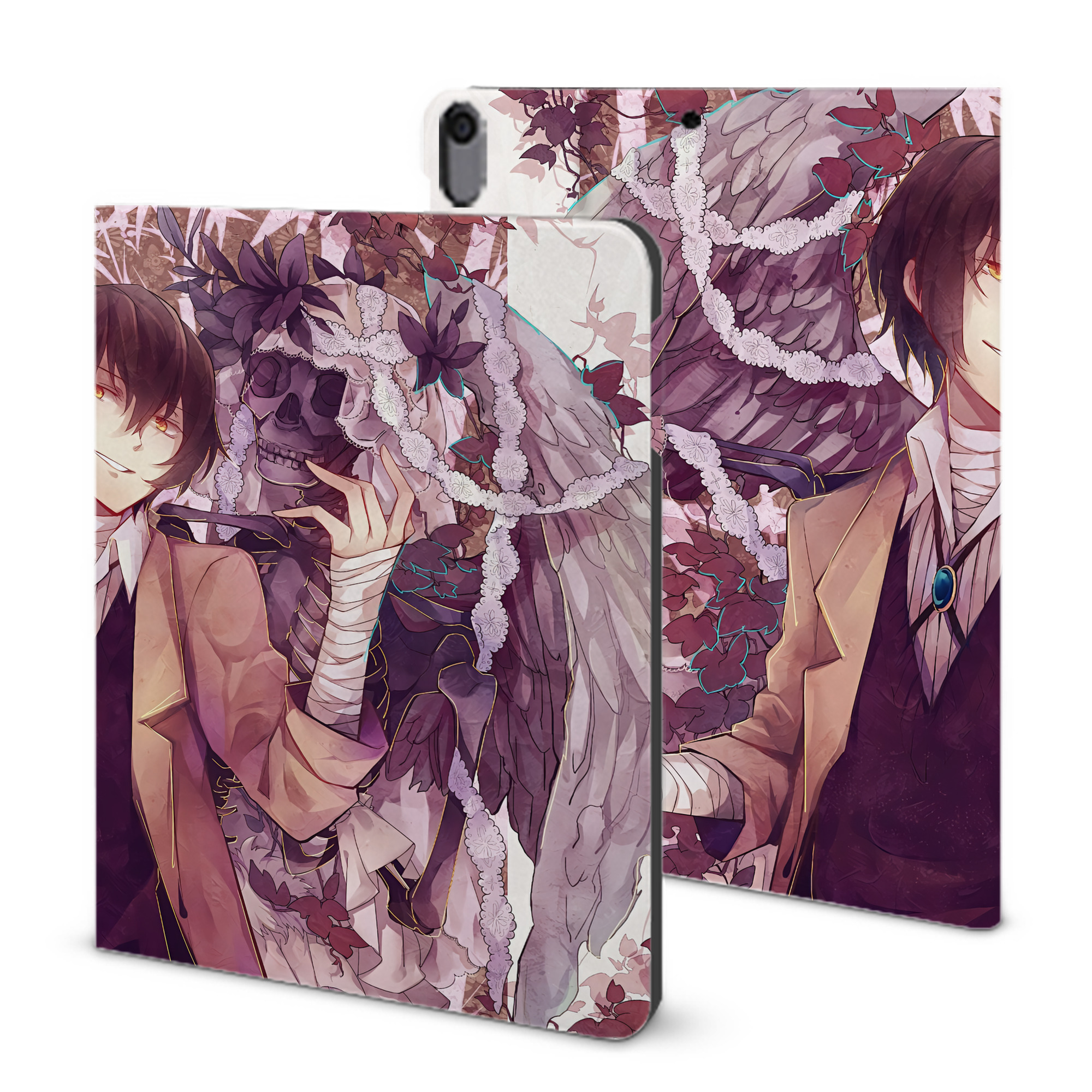 （画像用） 文豪ストレイドッグス Bungo Stray Dogs IPad ケース ブック型 PUレザー TPU 耐衝撃 軽量 薄型 ペン収納なし 全面保護 IPad 各モデル対応